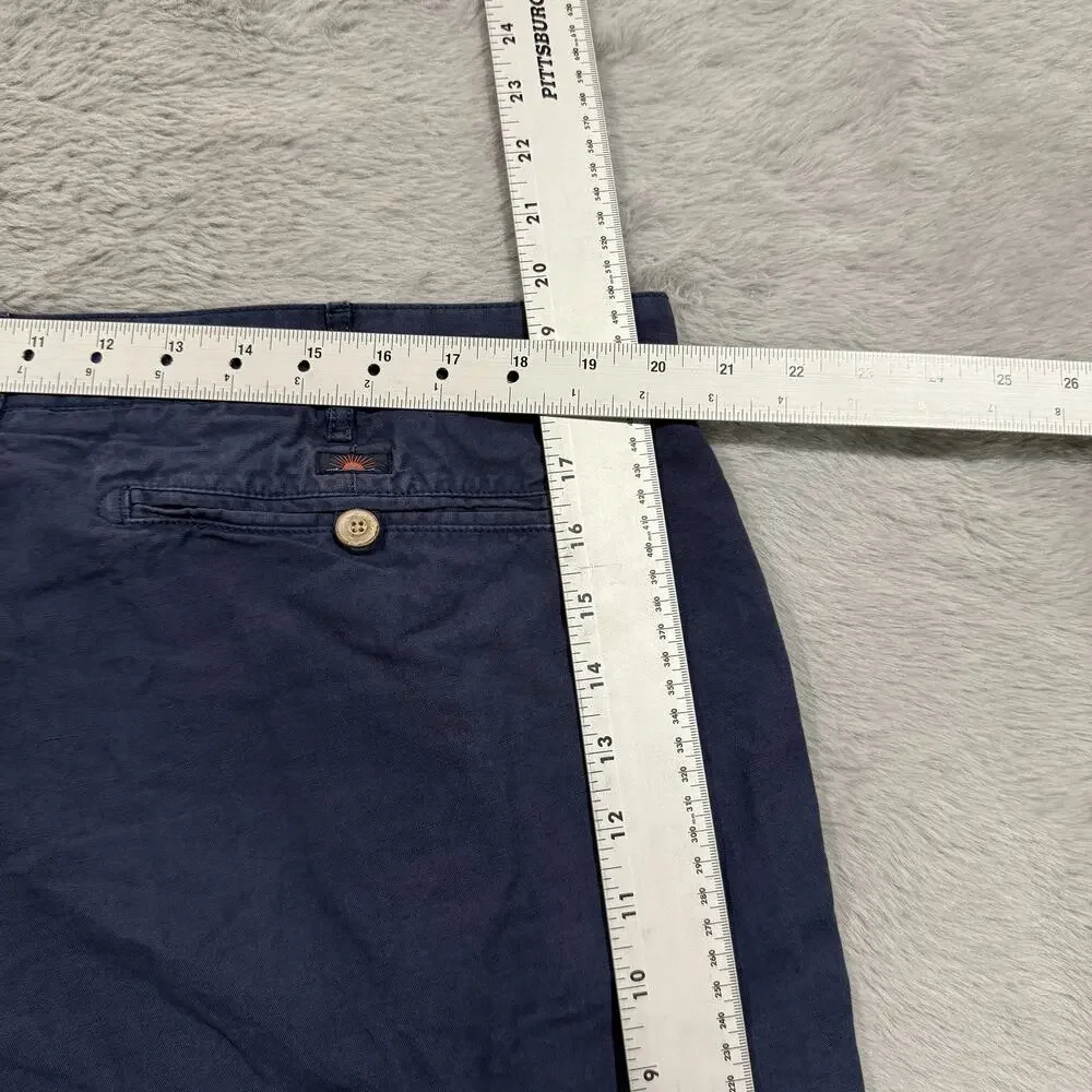 Faherty Shorts Mens 40 Navy Blue Flat Front Lightweight Chino Casual Summer